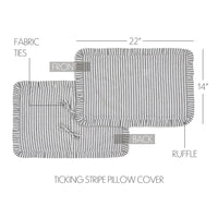 Thumbnail for Sawyer Mill Black Ruffled Ticking Stripe Pillow Cover 14x22 VHC Brands - The Fox Decor