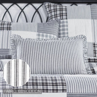 Thumbnail for Sawyer Mill Black Ruffled Ticking Stripe Pillow Cover 14x22 VHC Brands