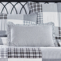 Thumbnail for Sawyer Mill Black Ruffled Ticking Stripe Pillow Cover 14x22 VHC Brands - The Fox Decor
