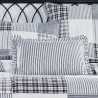 Thumbnail for Sawyer Mill Black Ruffled Ticking Stripe Pillow Cover 14x22 VHC Brands