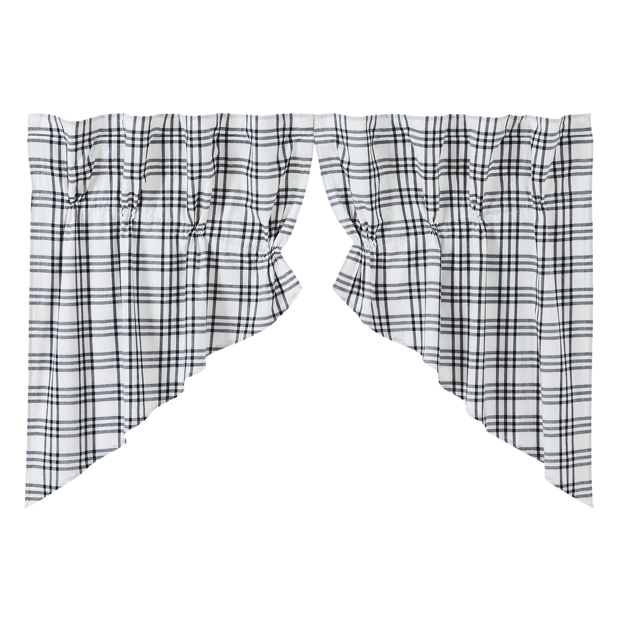 Sawyer Mill Black Plaid Prairie Swag Curtain Set of 2 36x36x18 VHC Brands