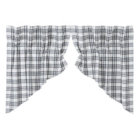 Thumbnail for Sawyer Mill Black Plaid Prairie Swag Curtain Set of 2 36x36x18 VHC Brands - The Fox Decor