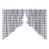 Thumbnail for Sawyer Mill Black Plaid Prairie Swag Curtain Set of 2 36x36x18 VHC Brands