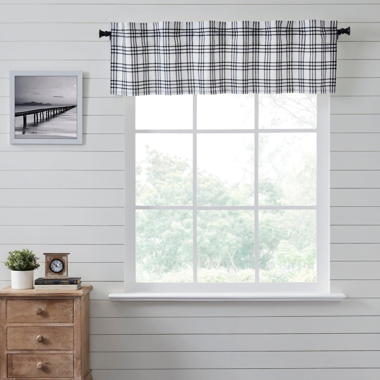 Sawyer Mill Black Plaid Valance Curtain 16x60 VHC Brands - The Fox Decor