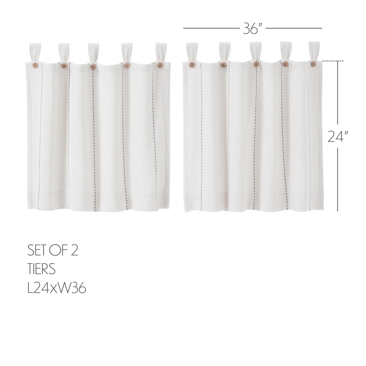 Stitched Burlap White Tier Curtain Set of 2 L24xW36