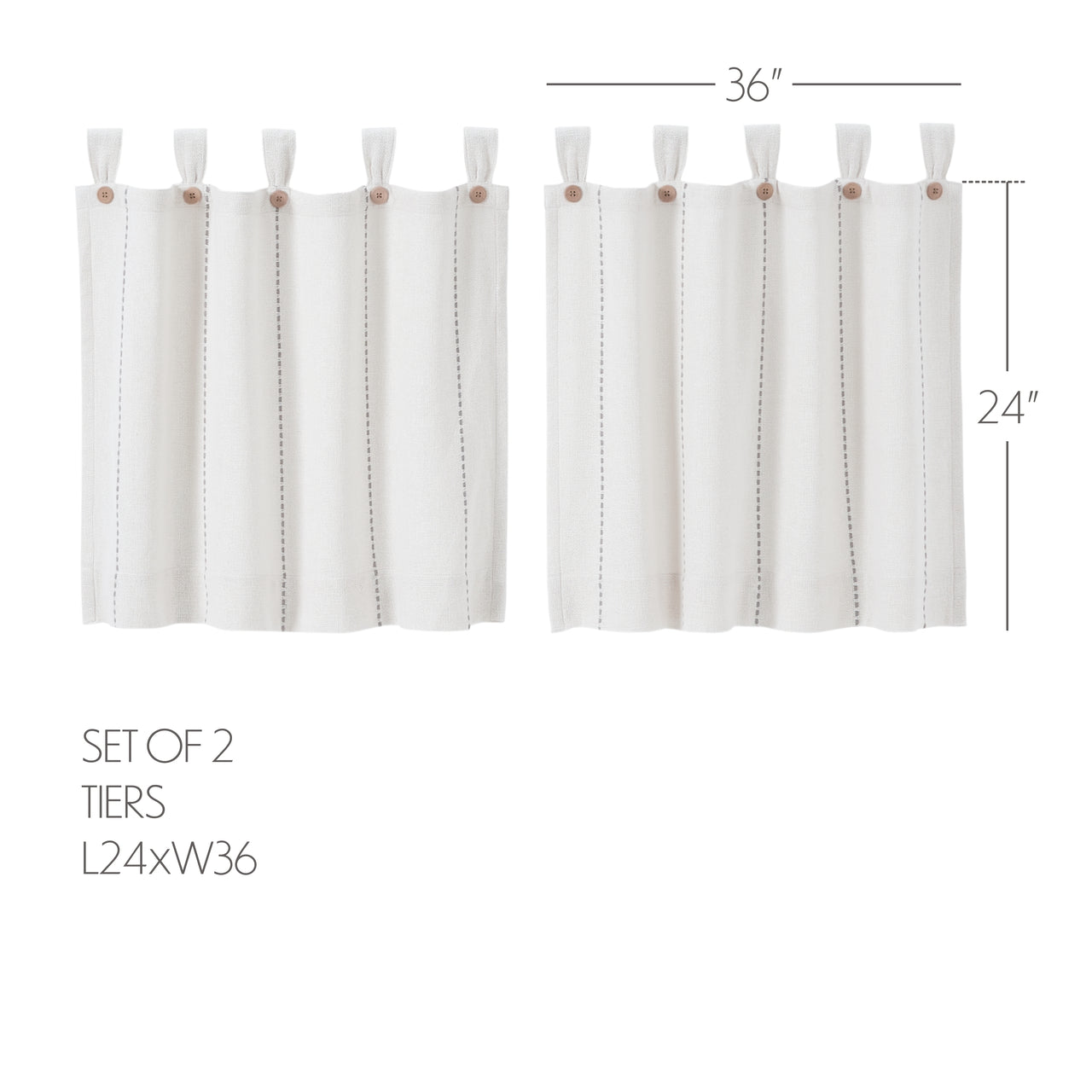 Stitched Burlap White Tier Curtain Set of 2 L24xW36