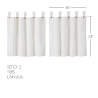 Thumbnail for Stitched Burlap White Tier Curtain Set of 2 L24xW36 - The Fox Decor