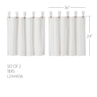 Thumbnail for Stitched Burlap White Tier Curtain Set of 2 L24xW36
