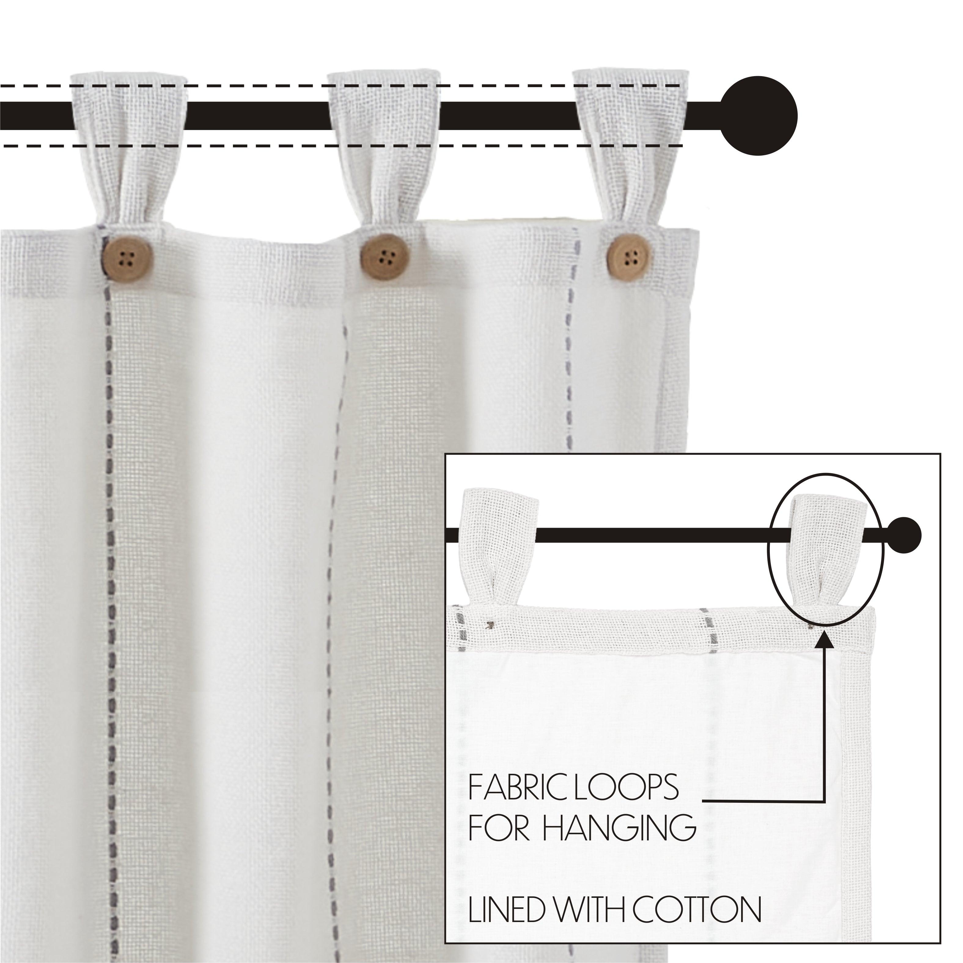 Stitched Burlap White Tier Curtain Set of 2 L24xW36 - The Fox Decor