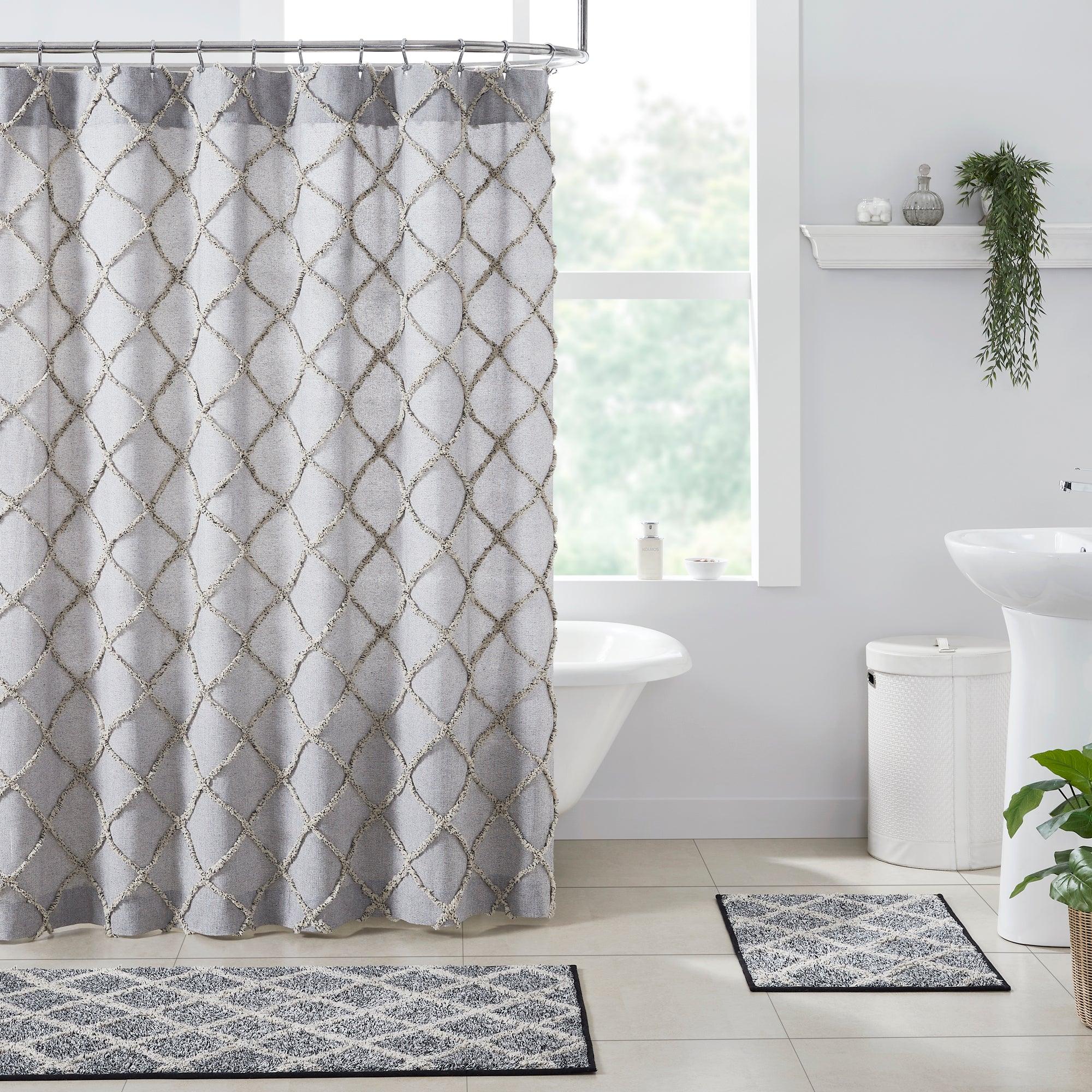 Frayed Lattice Creme & Black Shower Curtain 72x72 VHC Brands - The Fox Decor