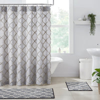 Thumbnail for Frayed Lattice Creme & Black Shower Curtain 72x72 VHC Brands