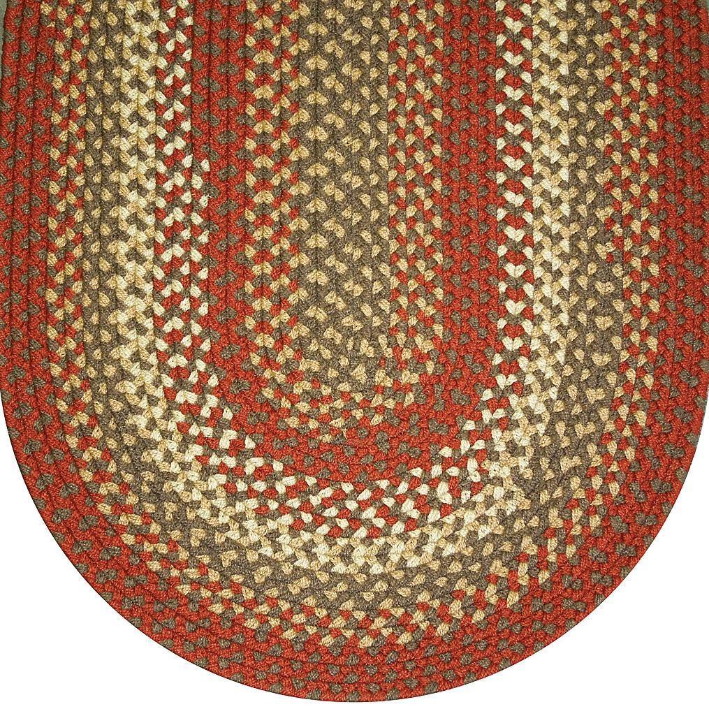 809 Rust Basket Weave Braided Rugs Oval/Round Washable - The Fox Decor
