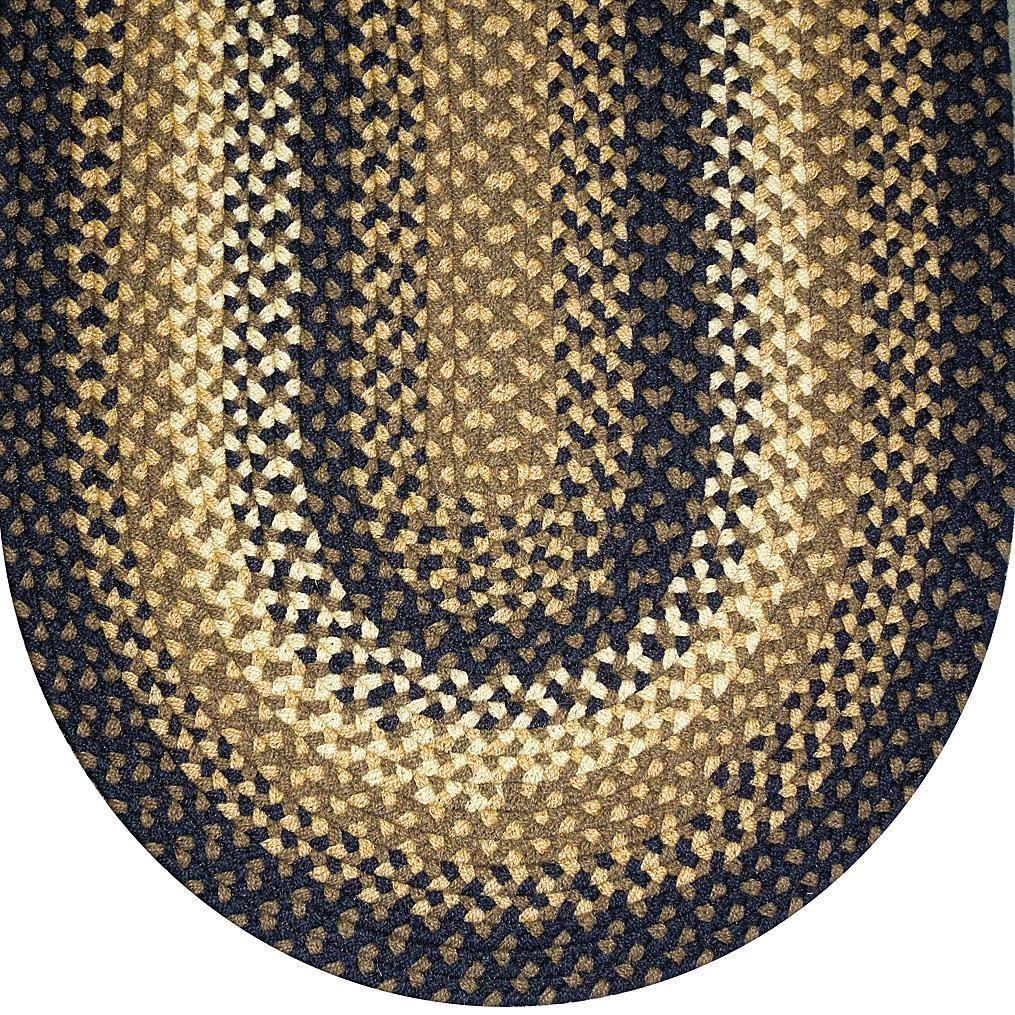 811 Navy Basket Weave Braided Rugs Oval/Round - The Fox Decor