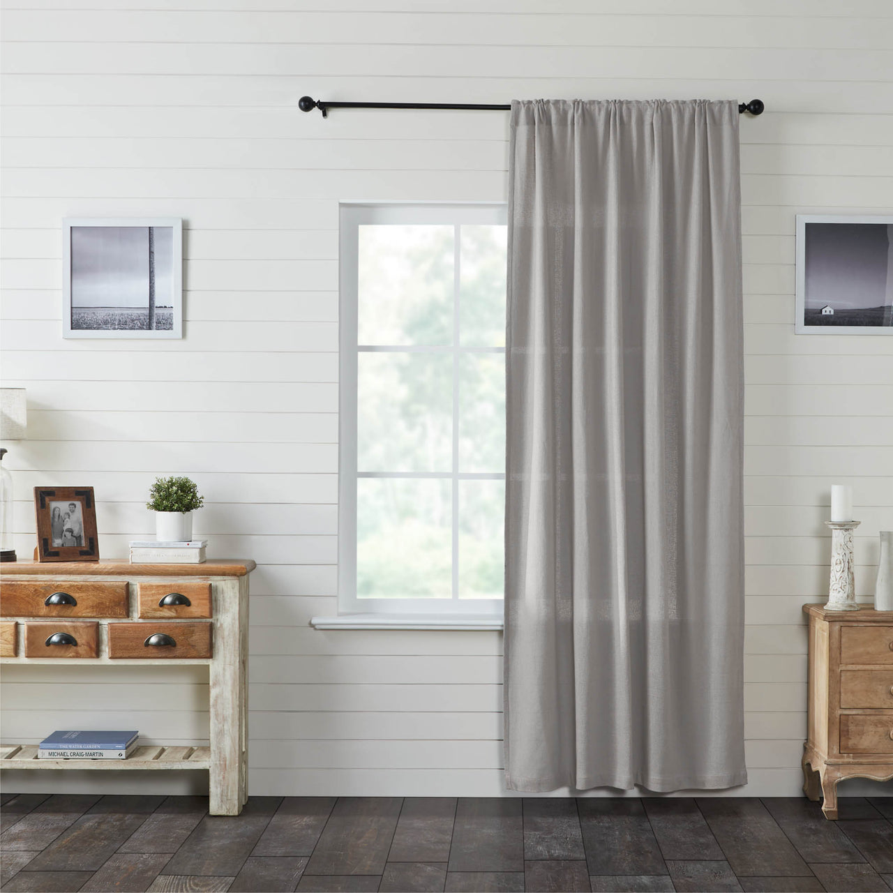 Burlap Dove Grey Panel Curtain 96"x50" VHC Brands