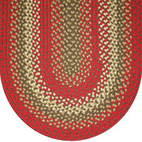 Thumbnail for 813 Christmas Red Basket Weave Braided Rugs Oval/Round Washable - The Fox Decor