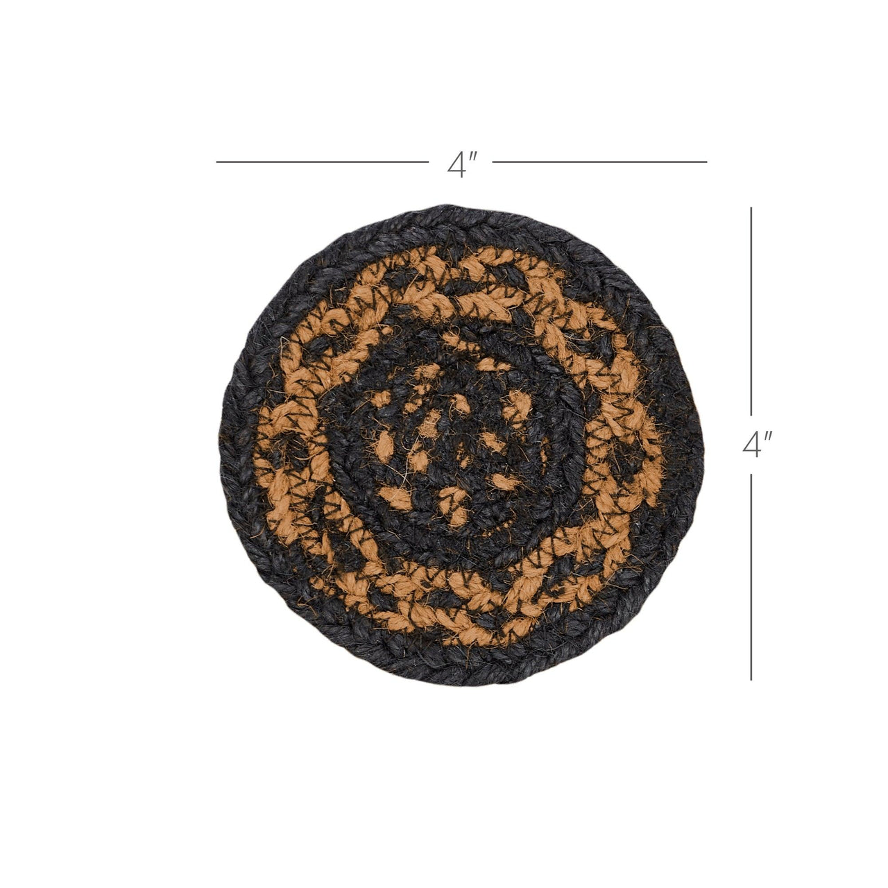 Black & Tan Jute Coaster Set of 6 VHC Brands - The Fox Decor