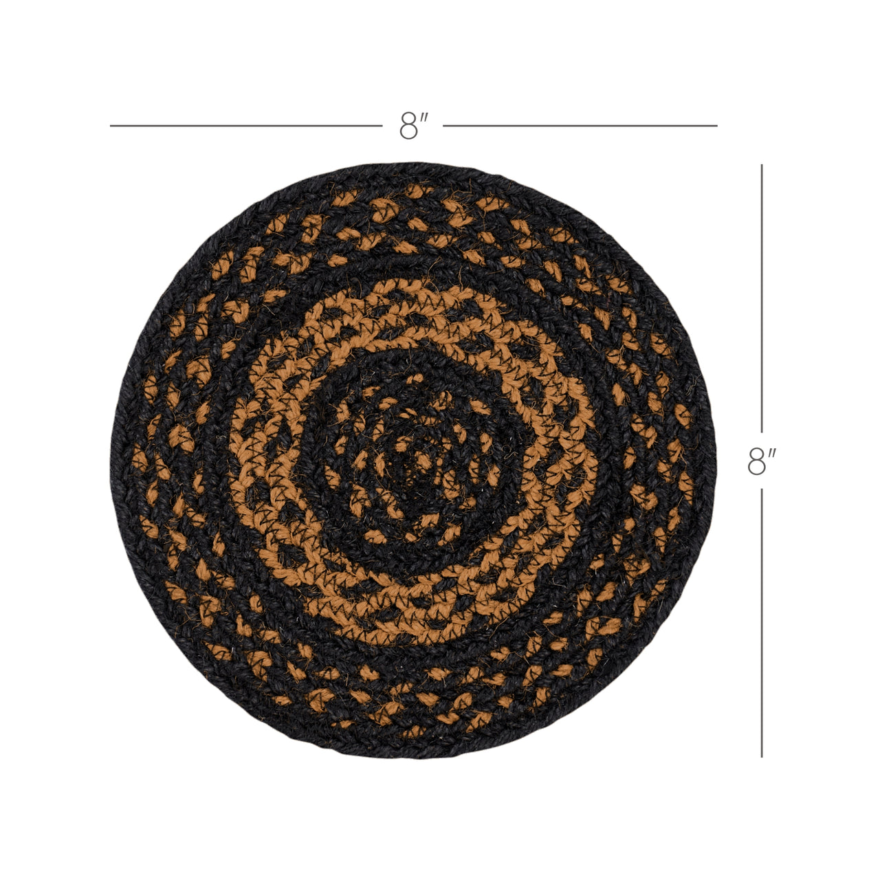 Black & Tan Jute Braided Trivet 8" VHC Brands - The Fox Decor