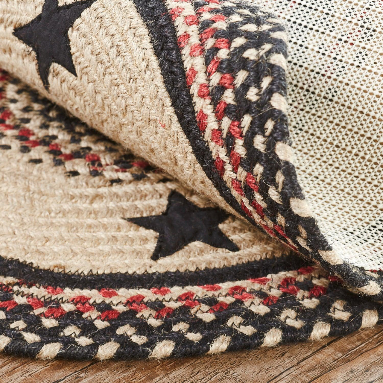 Colonial Star Jute Braided Rug Oval with Rug Pad 3'x5' VHC Brands - The Fox Decor