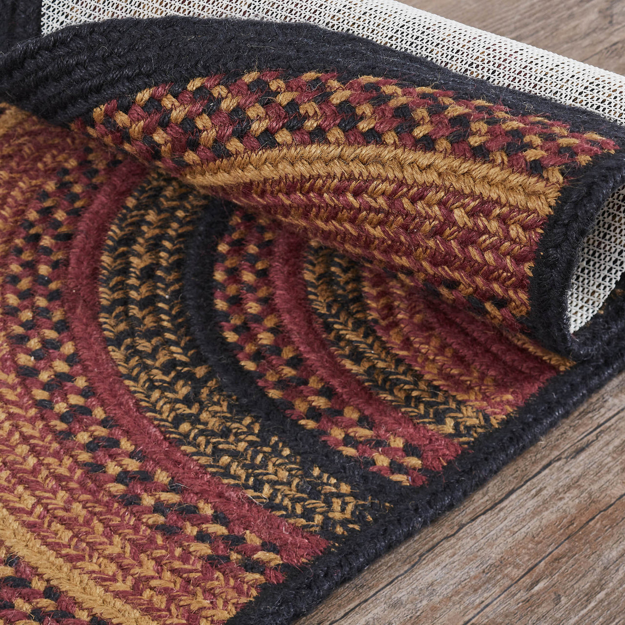 Heritage Farms Jute Braided Rug Half Circle with Rug Pad 16.5"x33" VHC Brands