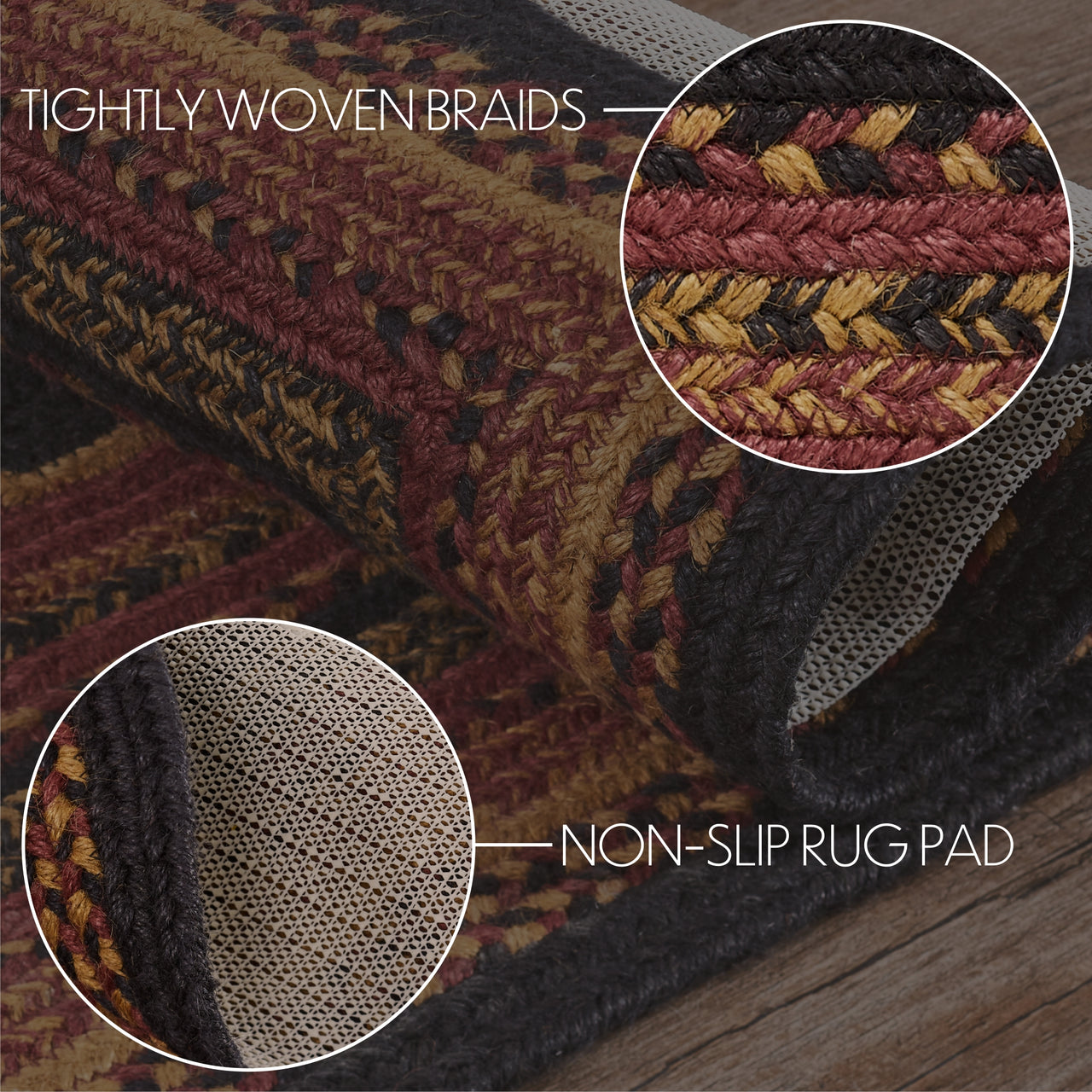 Heritage Farms Jute Braided Rug/Runner Rect. with Rug Pad 2'x8' VHC Brands