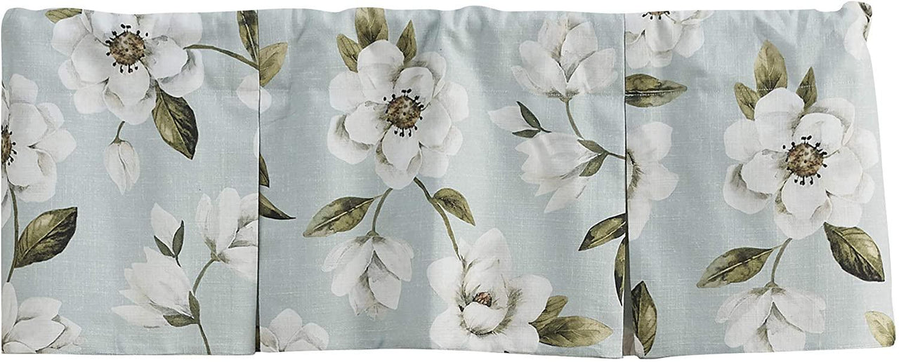 Magnolia Floral Lined Pleat Valance - Blue Split P - The Fox Decor