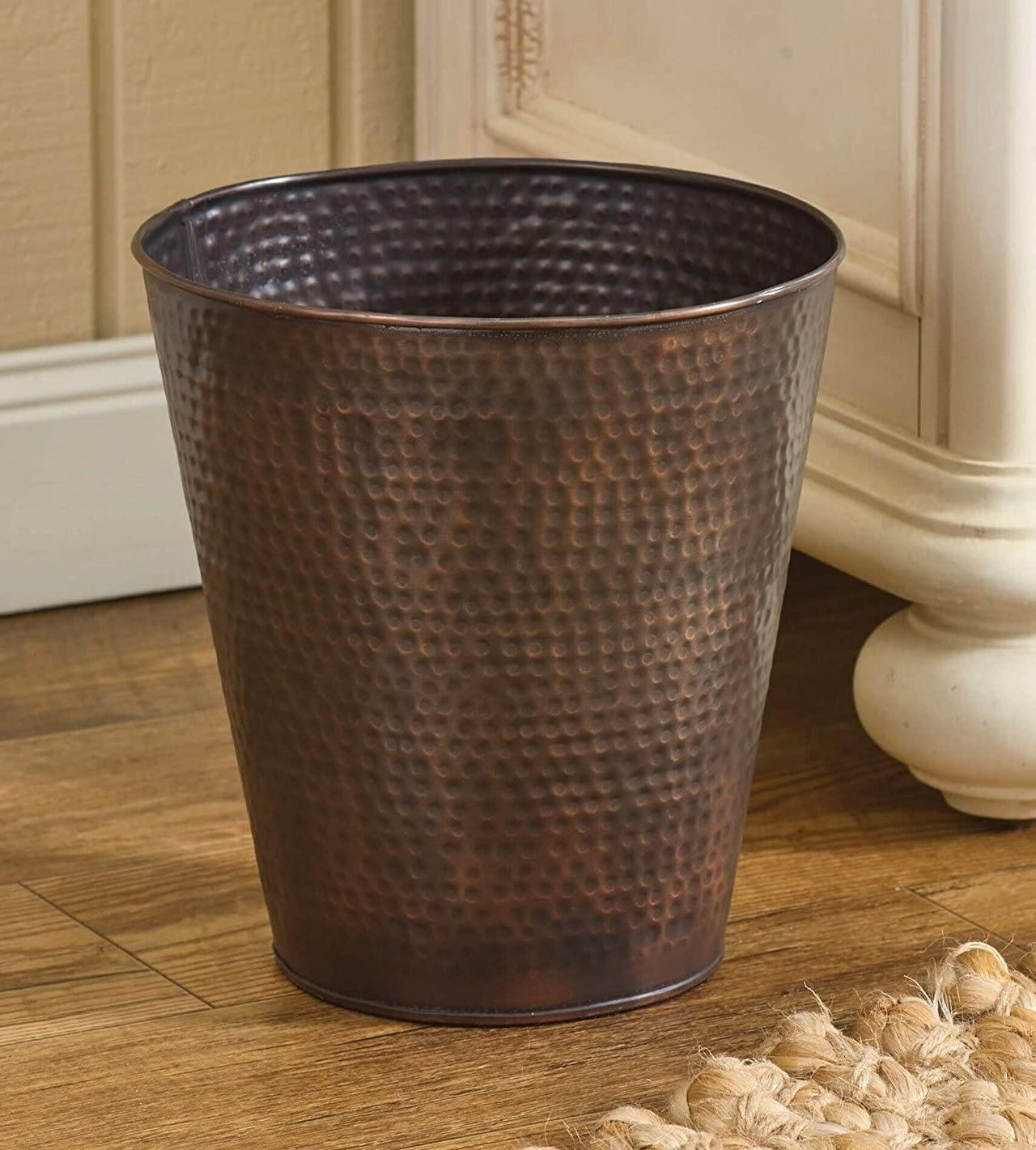 Hammered Copper Finish Waste Basket - The Fox Decor