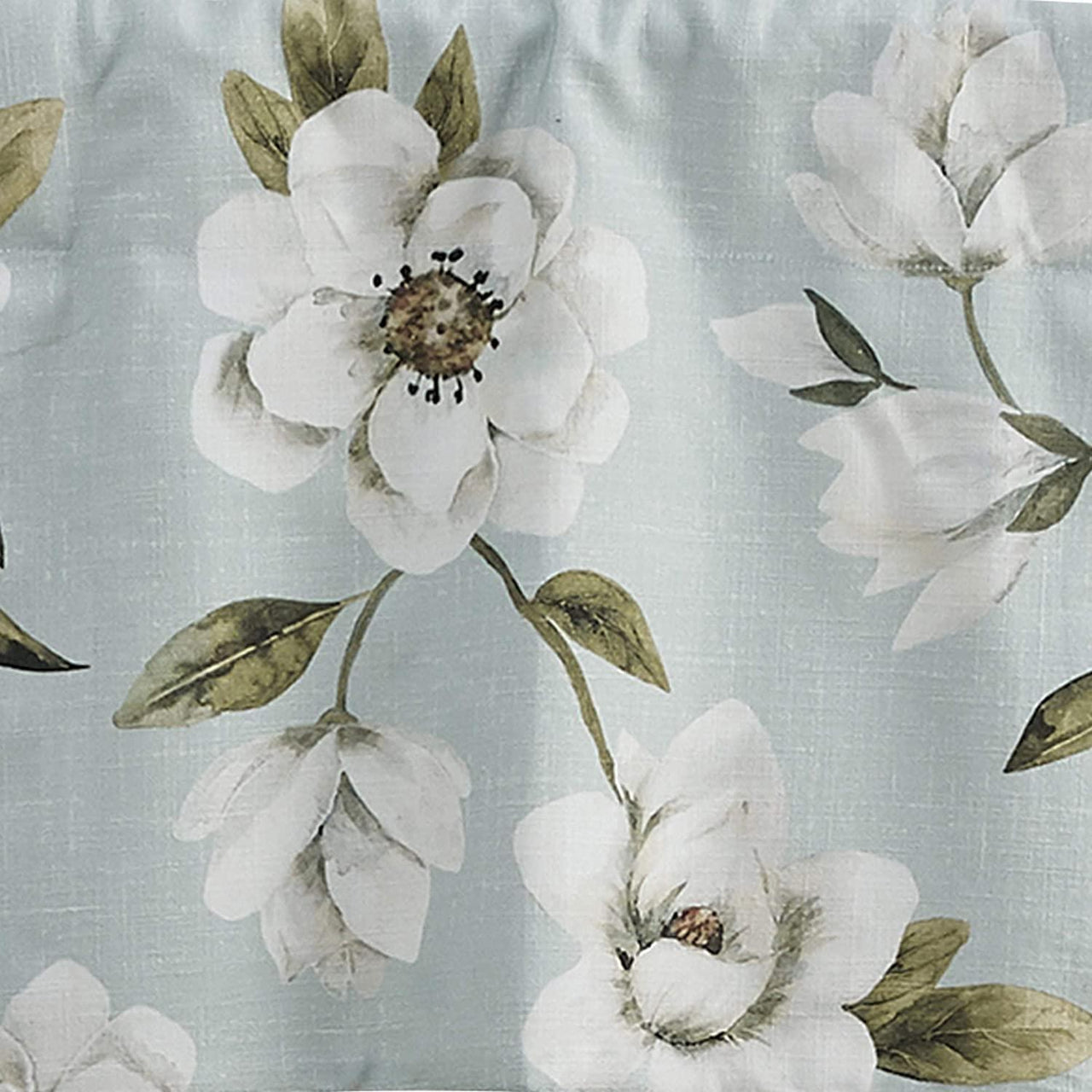 Magnolia Floral Lined Pleat Valance - Blue Split P - The Fox Decor