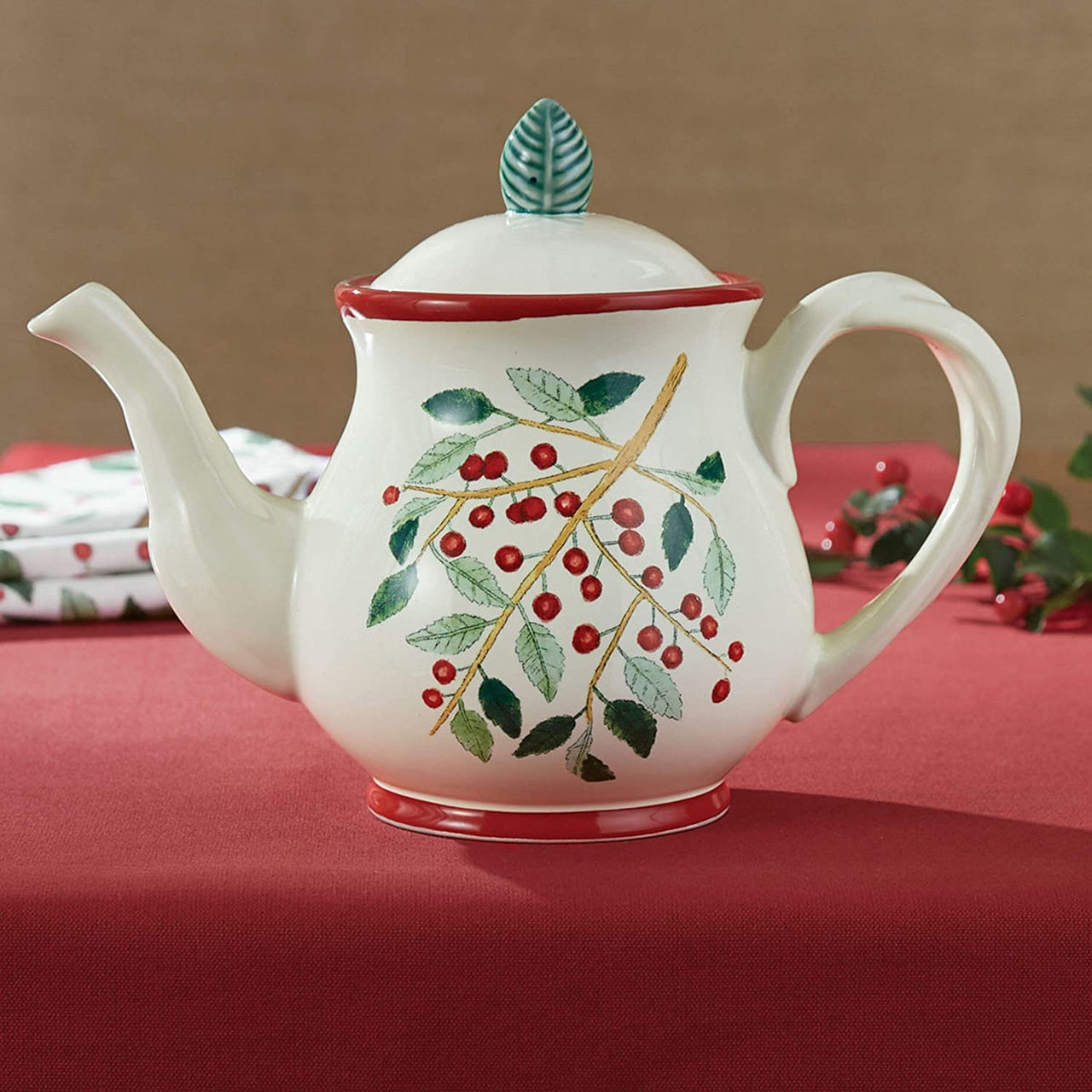 2/Set Simply Holly Teapot - White Park Designs