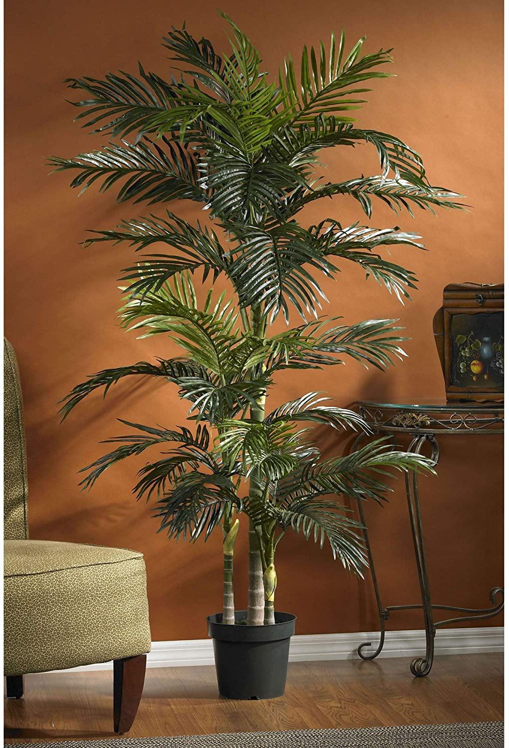 5289 6.5ft. Golden Cane Palm Silk Tree,Green Nearly Natural - The Fox Decor