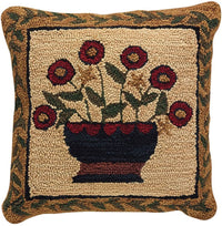Thumbnail for Flower Basket Hooked Pillow Set- Down Feather Fill 18