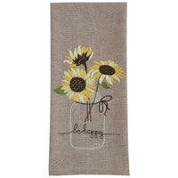 Thumbnail for Be Happy Mason Jar Embroidered Dishtowels - Set of 2 Park Designs - The Fox Decor