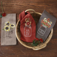 Thumbnail for Be Happy Mason Jar Embroidered Dishtowels - Set of 2 Park Designs - The Fox Decor