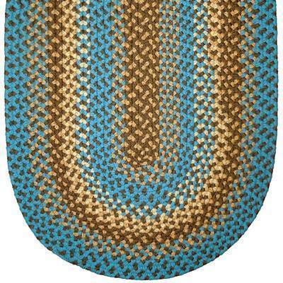 821 Williamsburg Blue Basket Weave Braided Rugs Oval/Round Washable - The Fox Decor