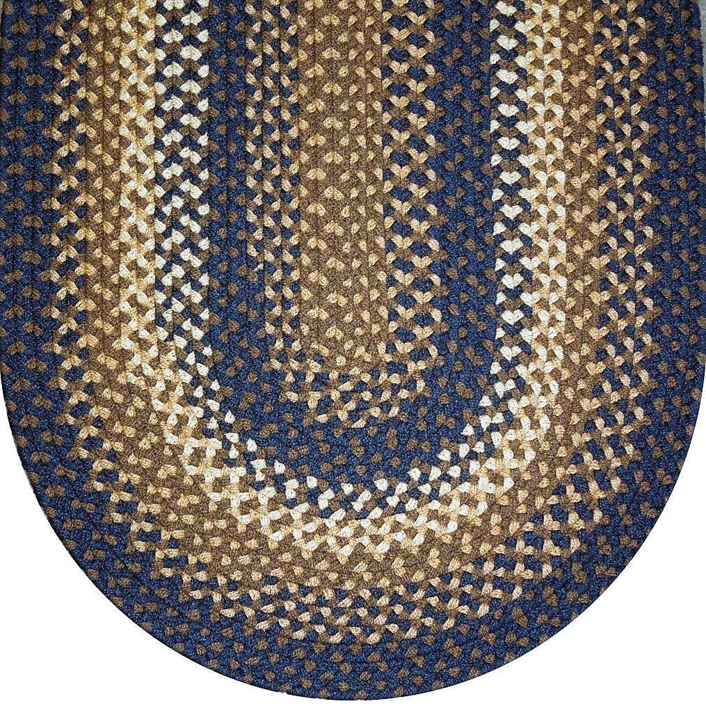823 Midnight Blue Basket Weave Braided Rugs Oval/Round - The Fox Decor