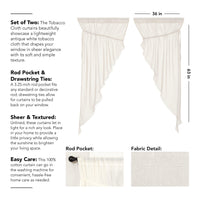 Thumbnail for Tobacco Cloth Antique White Prairie Curtain Set of 2 63x36x18 - The Fox Decor