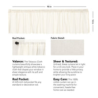 Thumbnail for Tobacco Cloth Antique White Valance Curtain Fringed 16x90 - The Fox Decor