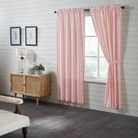 Annie Buffalo Coral Check Short Panel Curtain Set of 2 84
