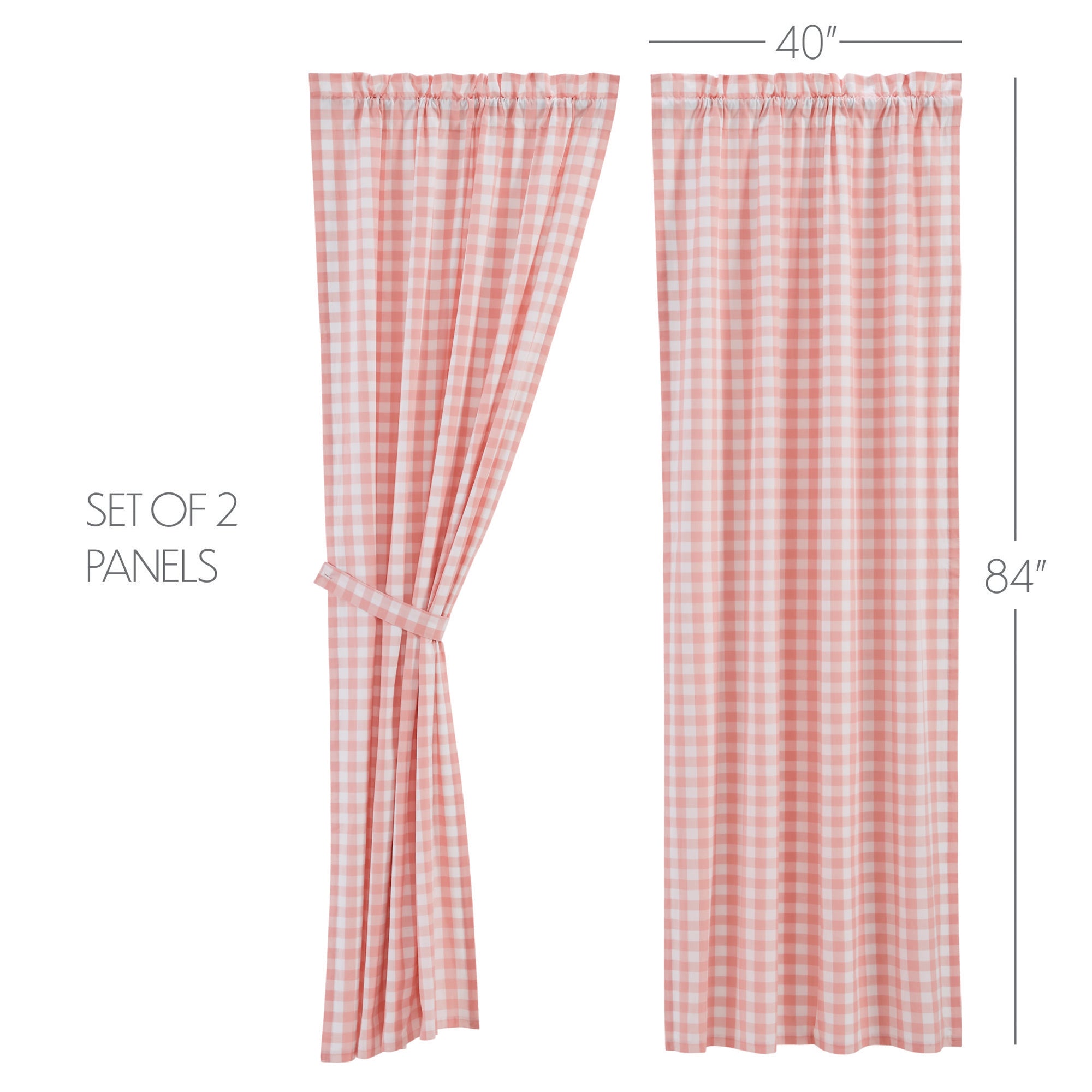 Annie Buffalo Coral Check Short Panel Curtain Set of 2 84