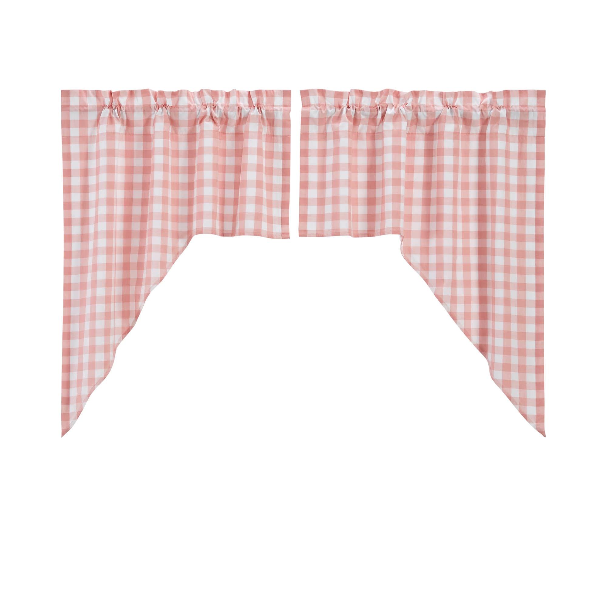 Annie Buffalo Coral Check Swag Curtain Set of 2 36x36x16 VHC Brands - The Fox Decor
