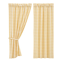Thumbnail for Annie Buffalo Yellow Check Short Panel Curtain Set of 2 63