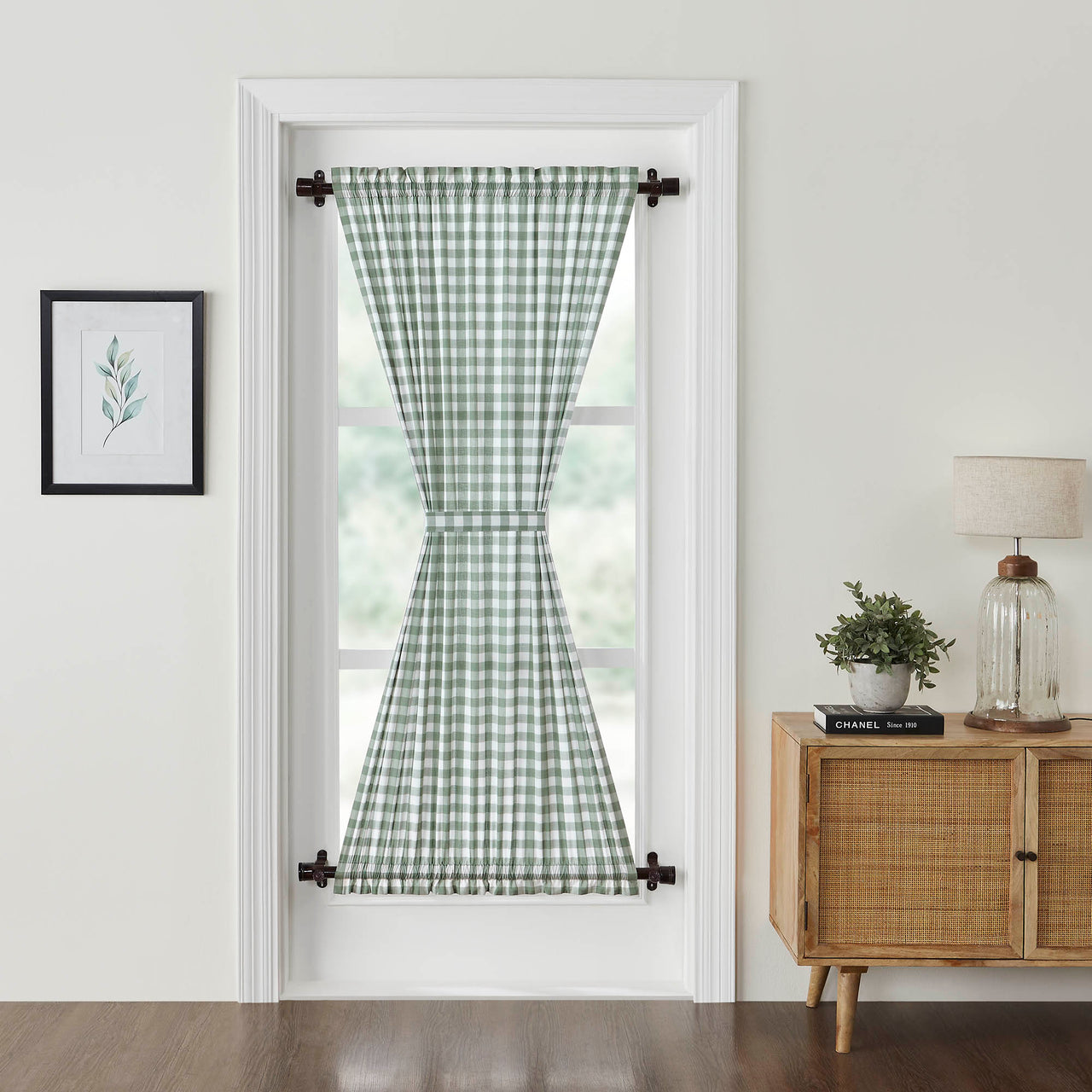 Annie Buffalo Green Check Door Panel Curtain 72"x40" VHC Brands