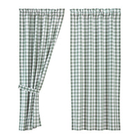 Thumbnail for Annie Buffalo Green Check Short Panel Curtain Set of 2 63