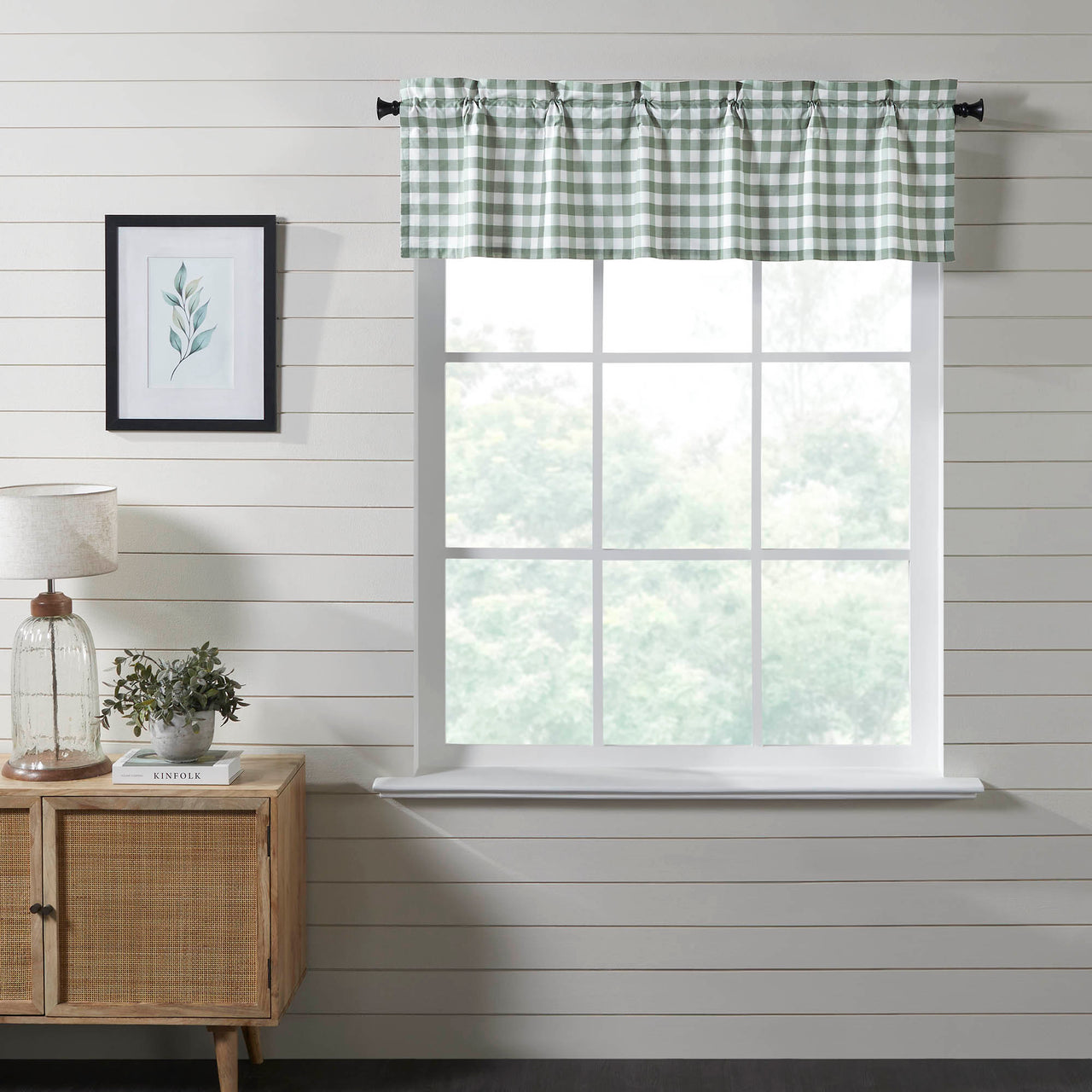 Annie Buffalo Green Check Valance Curtain 16"x60" VHC Brands