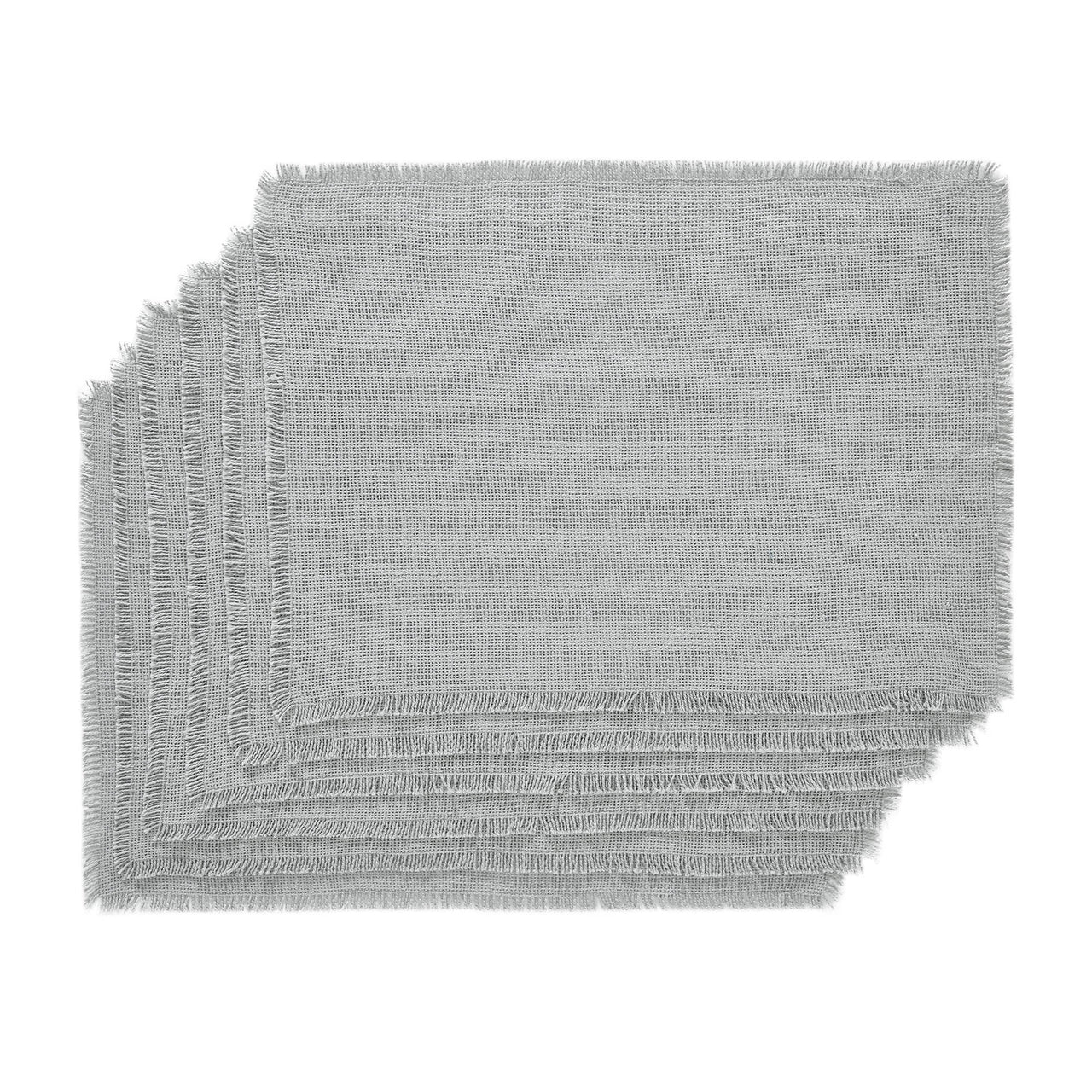 Burlap Dove Grey Placemat Set of 6 Fringed 13"x19" VHC Brands - The Fox Decor