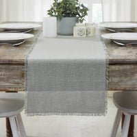 Burlap Dove Grey Table Runner Fringed 12
