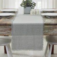 Burlap Dove Grey Table Runner Fringed 12