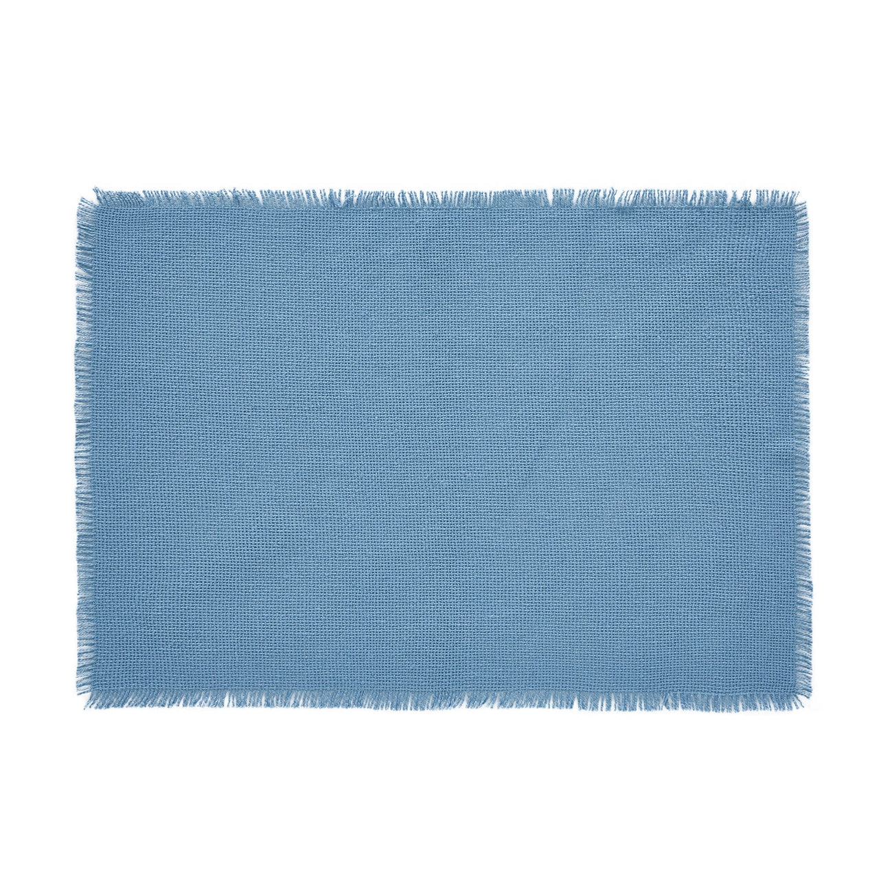 Burlap Blue Placemat Set of 6 Fringed 13"x19" VHC Brands - The Fox Decor