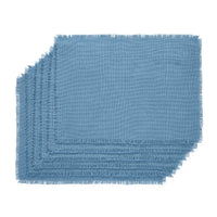 Thumbnail for Burlap Blue Placemat Set of 6 Fringed 13