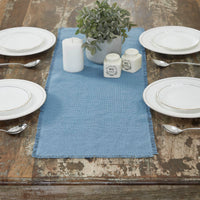 Burlap Blue Table Runner Fringed 12