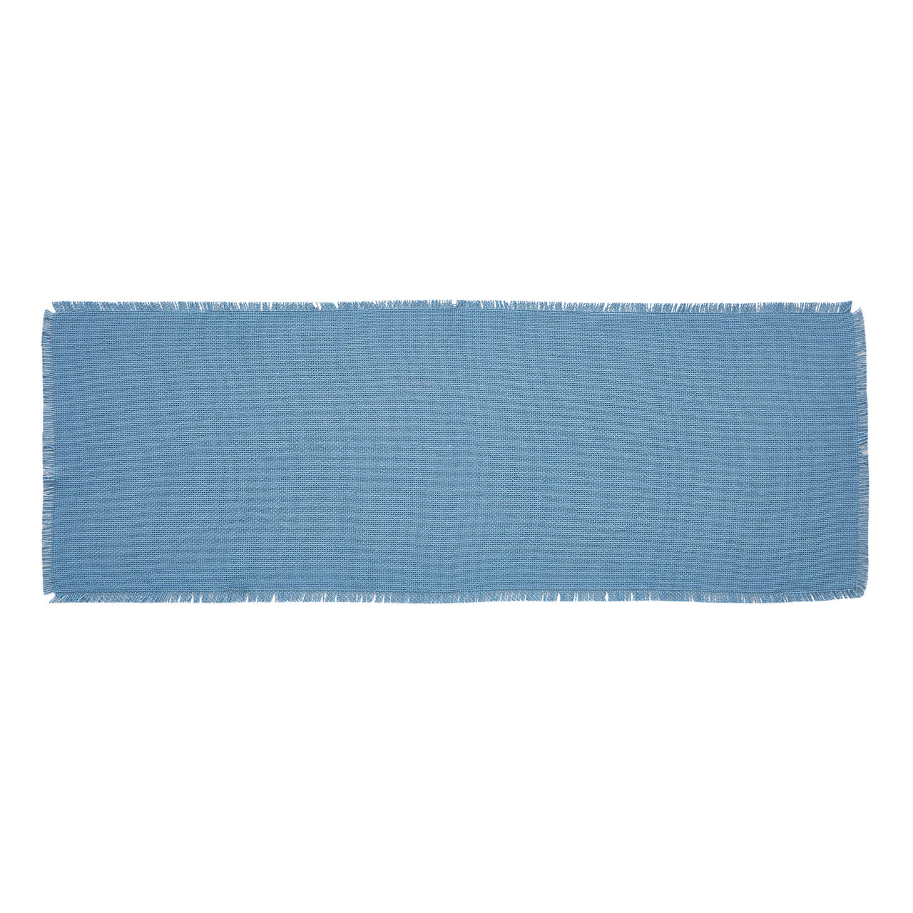 Burlap Blue Table Runner Fringed 12"x36" VHC Brands - The Fox Decor